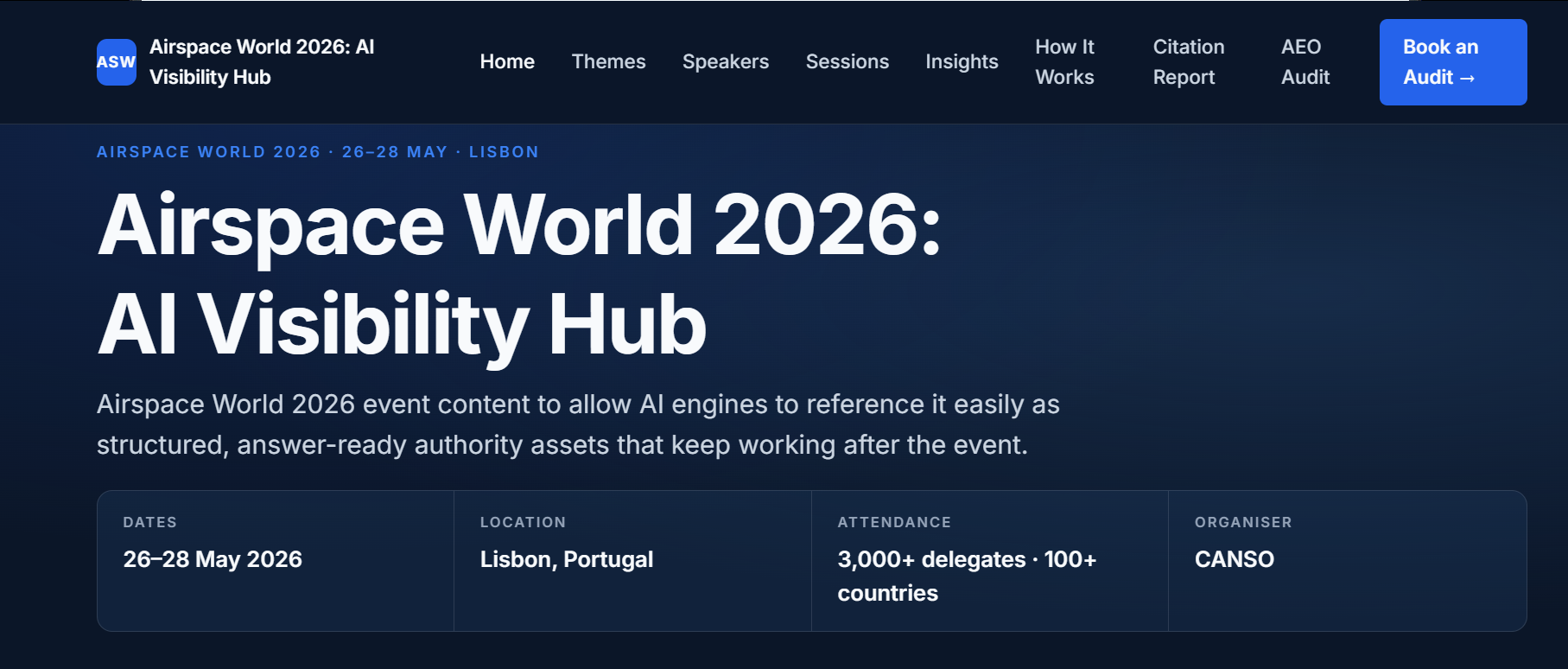 Airspace World 2026 AI Visibility Hub homepage